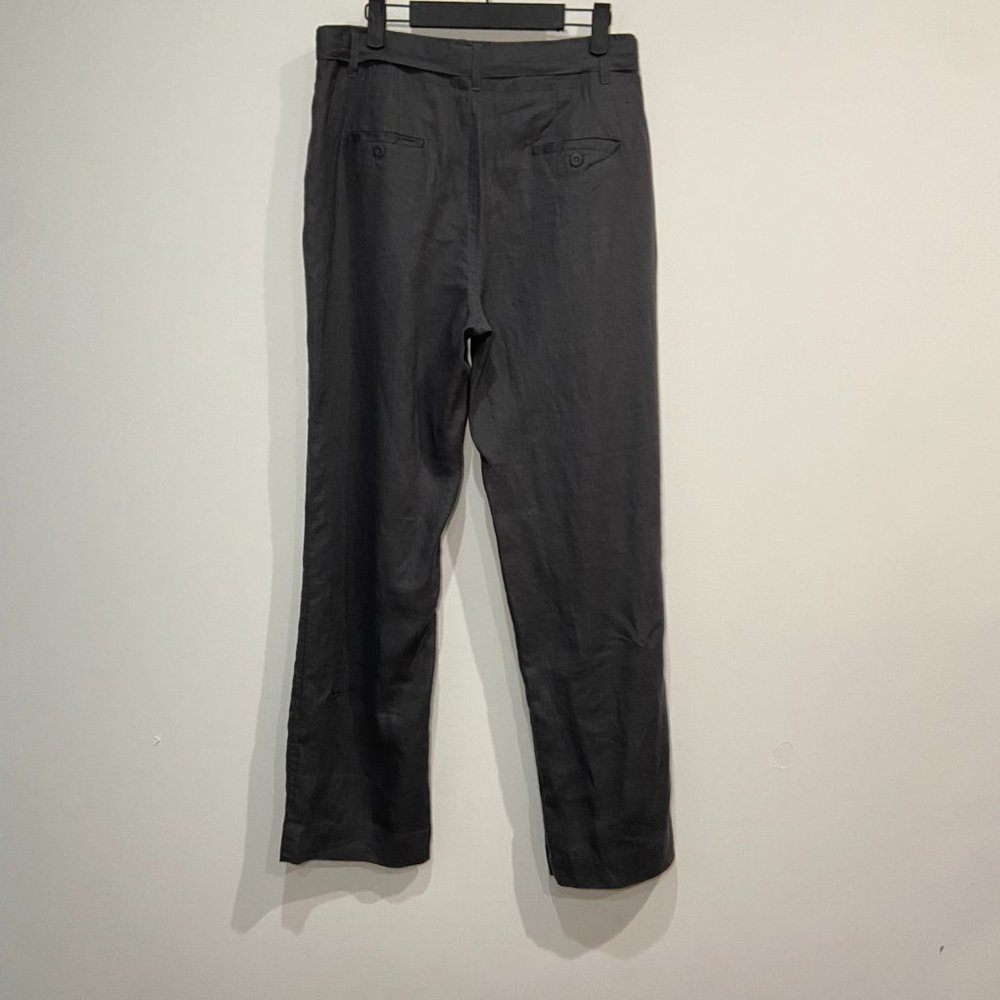 Cynthia Rowley 100% Linen Grey High Waist Pants Belted Size 10 - Picture 6 of 8